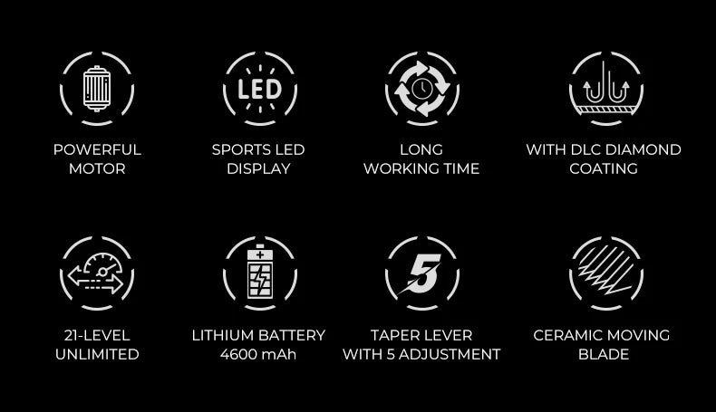 VGR 毛发修剪器专业理发机理发器可调节理发机 9000 RPM 修剪器男士 V-001