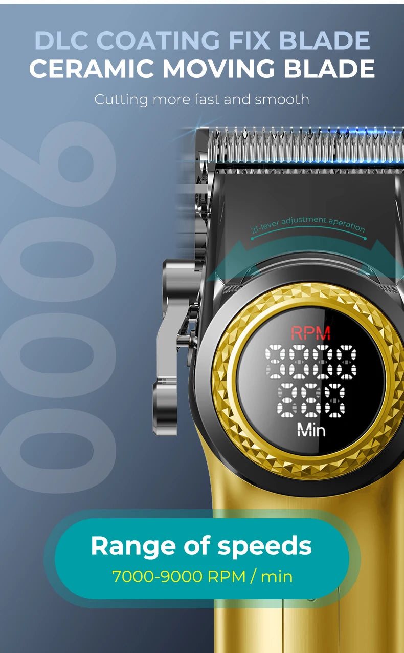 VGR 毛发修剪器专业理发机理发器可调节理发机 9000 RPM 修剪器男士 V-001