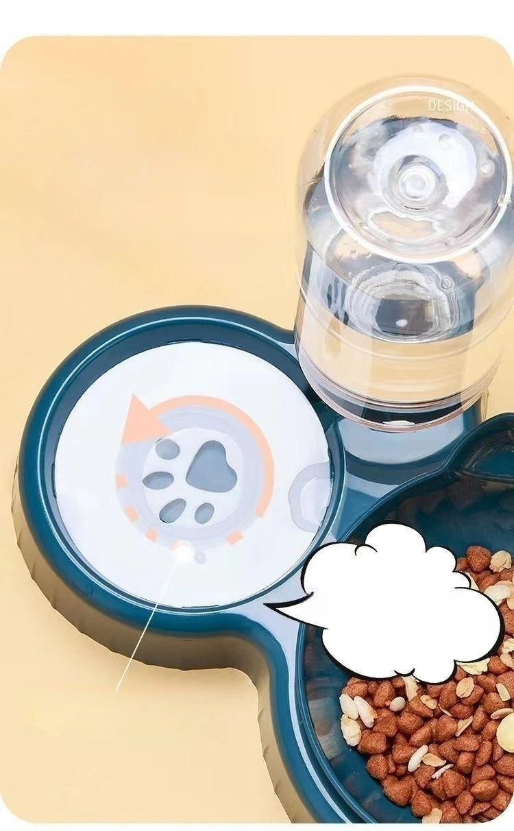 Cat Food Bowl Pet Automatic Feeder Water Dispenser Dog Cat Food Container Drinking Dish Anti Slip Double Bowl