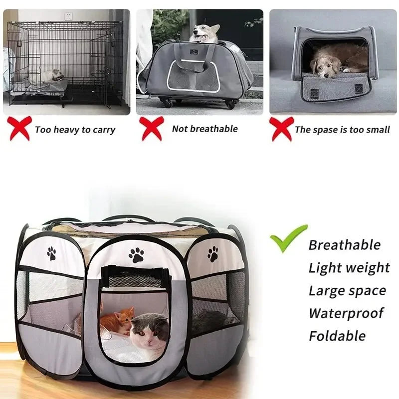 Pet Tent Portable Foldable Kennel Octagonal Fence Puppy Shelter Outdoor Easy Operation Large Dog Cages Cat Fences Pet Products