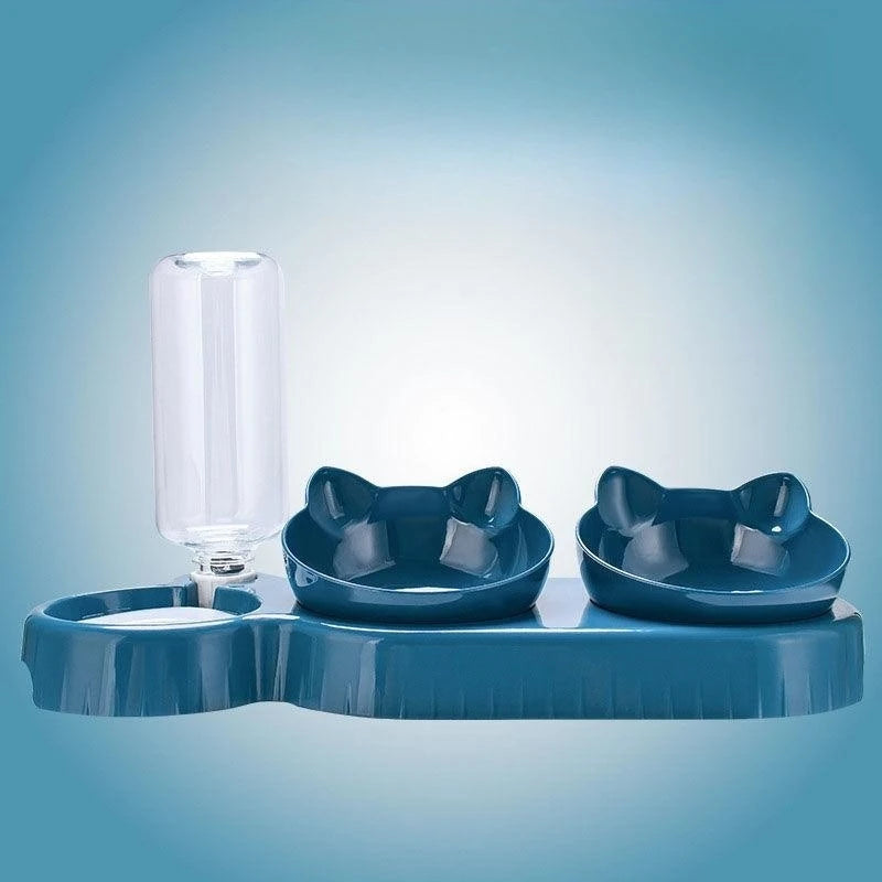 Cat Food Bowl Pet Automatic Feeder Water Dispenser Dog Cat Food Container Drinking Dish Anti Slip Double Bowl