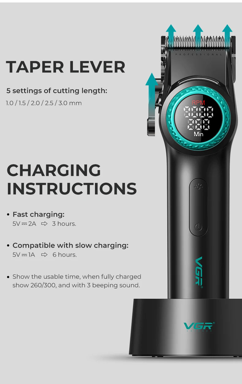 VGR Hair Trimmer Professional Hair Cutting Machine Barber Hair Clipper Adjustable Haircut Machine 9000 RPM Trimmer for Men V-001